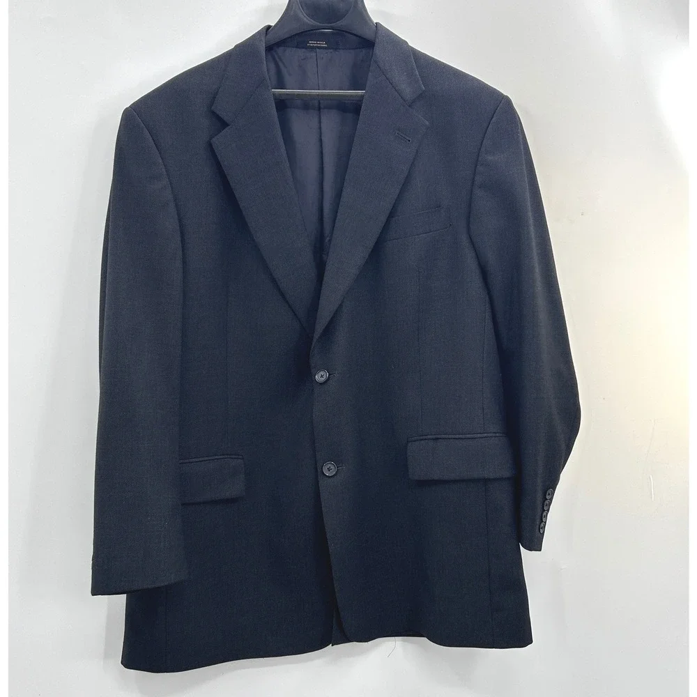 Hart Schaffner Marx Gold Trumpeter Navy Wool Blazer Sport Coat 44R USA